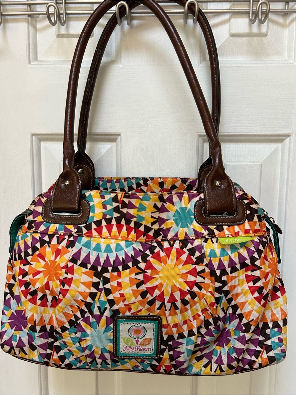 Lily Bloom Multicolor Geometric Tote. Lightweight Eco-Friendly Stylish Bright